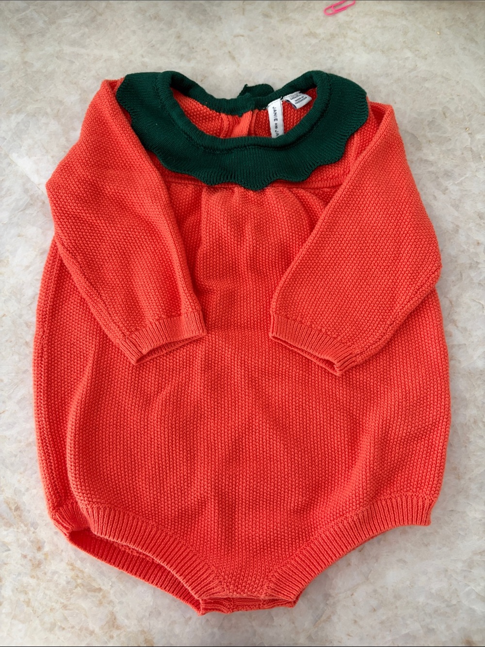 Janie and Jack pumpkin knit onesie